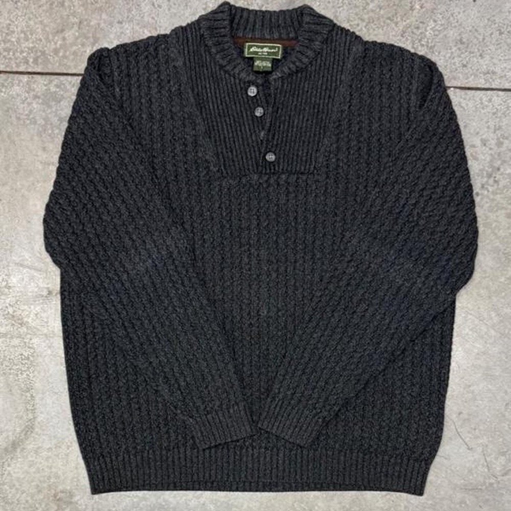 Eddie Bauer Men's Vintage Heavy Henley Sweatshirt  Sz Large